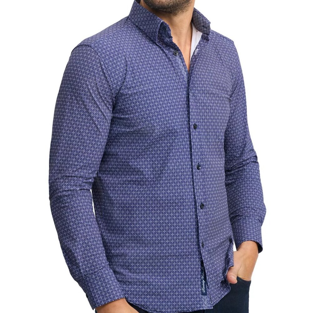 Robert Graham Men's Big & Tall Tailored Fit in Blue Moreno Shirt 3XL